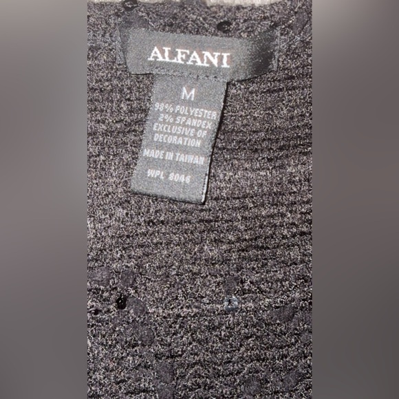 Alfani Women’s Size Medium Blouse Black Sequined Flowy Bottom Dressy Long Sleeve - Picture 4 of 5